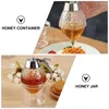 Dinnerware Sets 2 Pcs Honey Dispenser Syrup Pot With Dipper Stirring Rod Kitchen Gadget Plastic Juice Container Can Storage Jar