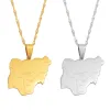 Nigeria Map 14k Yellow Gold Pendant Halsband, Country Maps Africa Nigerians Maps With City Name Jewelry