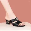 Slippers Women Shoes Sexy Love Leather Flipflop Summer Fashion Heels Slides for Girls Mostral Sandals 2024