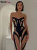 Tanks pour femmes Weird Puss Mesh Patchwork Corset Tops Femmes Sexy Voir à travers 2024 Tendance d'été Party Clubwear Sauvage Enveloppé Sans Bretelles Skinny