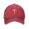 Casquettes de baseball Vintage Croix de Santiago Casquette de baseball Style unisexe Délavé Snapback Chapeau Bourgogne Extérieur Non structuré Doux