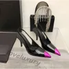 Designerskie obcasy damskie buty luksusowe pompki slingback w patentowej skórzanej obcasie spiczaste palce z sukienkami pudełkami przyjęcie weselne