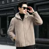 Designer Mink Coat Mens Short Hooded Hair Fur Winter Slim Fit Trendy E09B