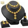 Aniid Indian Gold Plated Jewelry Set 24k Bridal Wedding Dubai Halsband och örhängen för kvinnor Copper African Jwellery Party Gift 240123