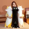 90/130cm Kawaii Soft Long Cat Pillow Stuffed Plush Toys Nap Pillow Home Comfort Cushion Boy Girl Birthday Gift cute plushies 240118