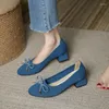 Dress Shoes 2024 Japanese Small Fragrance Style Women's Princess Woven Thick Heel Round Head Bow Middle High Heels