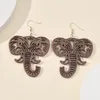 Boucles d'oreilles pendantes en forme d'éléphant en bois pour femmes, bijoux bohème, mode dame, animaux, ornement, cadeau