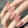 Unghie finte nude rosa mandorla finte con glitter ultra flessibili e di lunga durata per forniture professionali per saloni di nail art