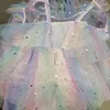 Girl Dresses Girls Tulle Princess Rainbow Star Sequins Shiny Cake Dress Children Mesh Elegant Prom Evening Birthday Party Vestidos