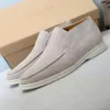 Velvet Leather Casual Casual Mens Loro Walk Boots Designer LP Designer feminino Flats Torno