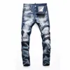 Jeans da uomo Hip-hop High Street Fashion Retro Cuciture strappate Pieghe Designer Motociclista Pantaloni slim taglia 28-38.