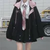 ハンティングジャケット日本のカワイイジッパーピンクの女性ジャケット2024韓国色マッチ冬の服ゆるいかわいい女性トップコートマントーフェム