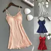 Women's Sleepwear 2024 Est Women Satin Silk Lace Lingerie Night Dress Ladies Nightgown