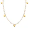 Colares de pingente Colar Premium Girl's Cute Heart Shaped Natural Freshwater Pearl Fashion Chain