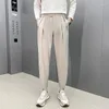 Pantalons pour hommes Style coréen Mode Baggy Casual Petits pieds Mince Classique Simplicité Plissé Business Pantalon Homme