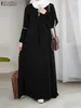 Etnische kleding ZANZEA Mode Moslim Abaya Hijab Jurk Vrouwen Casual Pailletten Zonnejurk Effen Feestvakantie Vestido Lange Mouw Islamitisch