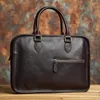 Briefcases NASVA Leather Men's Business Briefcase Casual Vintage Handbag Shoulder Messenger Bag Office Laptop 14 Inch