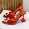 PVC Goblet Heels Women Sandals Slingback Crystal Decorate High Heel Shoes Female Pumps Sexy Party Wedding Shoes Bride