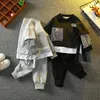 Clothing Sets Spring Autumn Children Suits For Boys Girls Stripe Fake Two-piece Long Sleeve Hoodies Pants 2PCS Outfits Kids Baby Suit