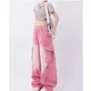 Jean Baggy rose pour femmes, pantalon Cargo Y2K, vêtements multi-poches, coupe décontractée, vêtements féeriques Grunge, Alt Emo Streetwear Unif