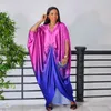 Ethnic Clothing Design Medium-Length Bubu Dress African Satin Fabric Woman Bead Decorate Women's Elegant Dresses