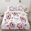 Ensembles de literie enfants bébé rose dessin animé mignon licorne blanche housse de couette colorée et bleue licornes décoration de chambre pour filles Gitf