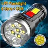 Lanternas Tochas Super Brilhante 6 Núcleo LED Lanterna COB Portátil USB Recarregável Luz Forte Longo Alcance À Prova D 'Água Acampamento