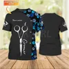 Homens Camisetas 2024 Verão Dog Groomer Nome Pesonalizado Camisa 3D para Homens Grooming Uniforme Preto Rosa