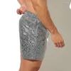 Men's Shorts Adjustable Waist Drawstring Pants Sequin Gym With Elastic Soft Breathable Quick Dry Fabric For Fitness