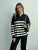 Women's Two Piece Pants Winter Knit Tracksuit Set Striped Sweater Matching Sets Women Suit Knitted For 2024