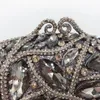 Kvällspåsar Xiyuan Dark Grey Diamond Hollow Out Female Dinner Purse Woman Crystal Metal Party Bridal Cocktail Clutch Handväska och väska