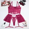 BHs Sets Mirabelle Rüschen Sexy Damenunterwäsche Transparente Spitze Dessous BH Kit Push Up Erotik Porno Intime Strumpfband Outfits