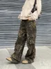 Pantaloni da donna HOUZHOU Tan Leopard Cargo Donna Pantaloni larghi oversize femminili Streetwear Hip Hop Abiti vintage Casual larghi