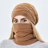 Warm Winter Scarf Beanies Set For Women Men Plus Fleece Knitted Hats Windproof Neck Warmer Snow Ski Caps Outdoor Beanies 240123