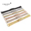CARLYWET 316L Wrist Watch Band Bracelet Strap For President Stainless Steel Solid Curved End Screw Links Replacement185q