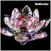 Dekorativa föremål Figurer 120mm Quartz Crystal Lotus Flower Crafts Glass Candlestick Fengshui Ornament Home Wedding Party Deco DHF4U