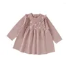 Flickklänningar Spring Baby Girls Dress broderi blommor stickad tröja småbarn barn mjuk prinsessa höst spädbarn kläder