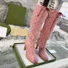 Bottes de créateurs sur les bottes au genou bottines chaussures originales sangles d'hiver toile fermeture éclair lacets dames filles sexy lacets femmes à talons hauts 13vu #