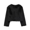 Women's Fur Luxury Fluffy Coat For Women Winter Elegant Long Sleeve Faux Furry Jacket Female Round Neck Chic Lady Street Warm Short