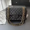 5A Women Wallet Black Handbag Caviar Gold Chain Classic Flap 25CM Shoulder Bag Designer Bags Satchel