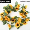 Decorative Flowers 2pcs Artificial Flower Vine Sunflower Plants Sun Home Decration Wedding Garland Party Decor