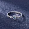 حلقات الكتلة Hoyon Ring Jewelry for Women 18K White Gold Color S925 Stamp Send Petite Topaz Women’s Fashion Style Blue