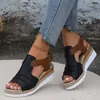 Sapatos de vestido meados de salto casual sandálias modernas fivela cinta adulto senhoras 2024 cunhas sólidas clássicos mulheres