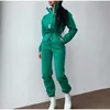 Casual Stand Collar Jumpsuits Women Autumn Winter Zipper Långärmad outfit Solid Loose Drawstring Rompers Tracksuits 240122