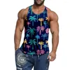 Herrtankstoppar sommar topp gymkläder andas ärmlösa tees strand kokosnöt 3d tryckt t-shirt pojkar utomhus sportväst