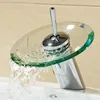 Badrumsvaskar kranar bassängen kran glas vattenfall elegant mixer kran däck monterade tvättkranar 360 ° krom polerad kant