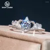 Cluster Ringen Moissanite Ring Koningin Kroon S925 Sterling Zilver 18K Verguld Voorstel Fijne Sieraden Voor Vrouwen Bruiloft Cadeau