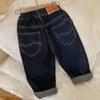 Lose Kinder Baby Mädchen Jungen Einfarbig Kinder Denim Hosen Frühling Herbst Casual Mädchen Jungen Jeans 240118