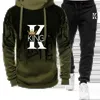 Mens Sets Splash Ink Sweatshirt and Sweatpants Two Piece Outfits Autumn Spring King Printed Streetwear Male Tracksuit S4XL 240202