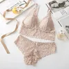 Soutien-gorge Ensembles Femmes Dentelle Soutien-gorge Ensemble V profond et culotte Bralette Sous-vêtements sans couture Broderie Intimates Femme Lingerie Sexy